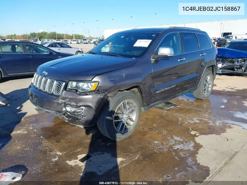 1C4RJEBG2JC158867 2018 Jeep Grand Cherokee Limited 4X2