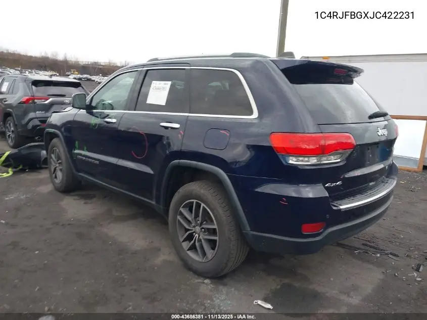 1C4RJFBGXJC422231 2018 Jeep Grand Cherokee Limited 4X4