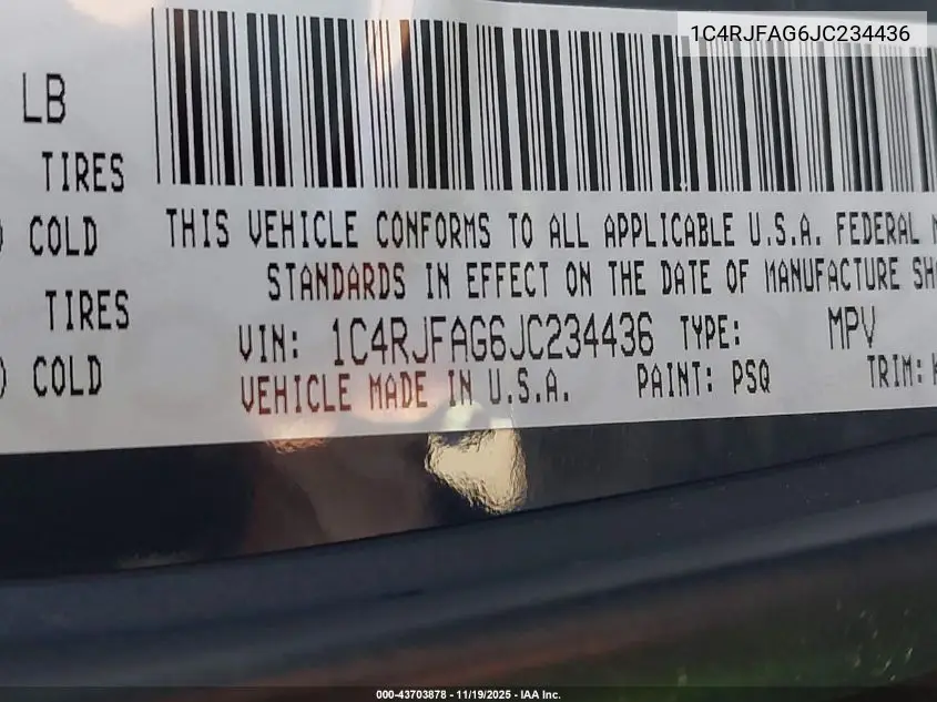 1C4RJFAG6JC234436 2018 Jeep Grand Cherokee Altitude 4X4