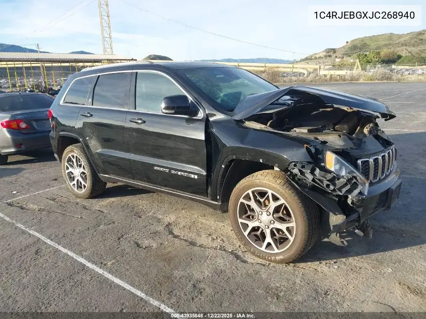 1C4RJEBGXJC268940 2018 Jeep Grand Cherokee Sterling Edition 4X2