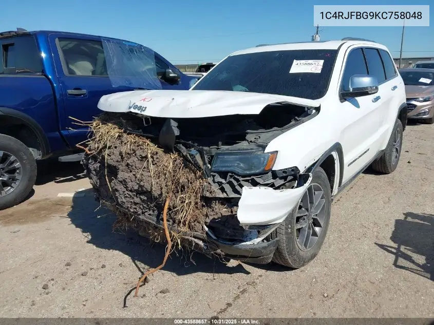 1C4RJFBG9KC758048 2019 Jeep Grand Cherokee Limited 4X4