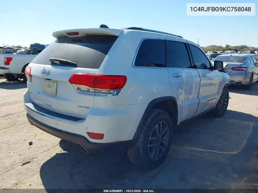 1C4RJFBG9KC758048 2019 Jeep Grand Cherokee Limited 4X4