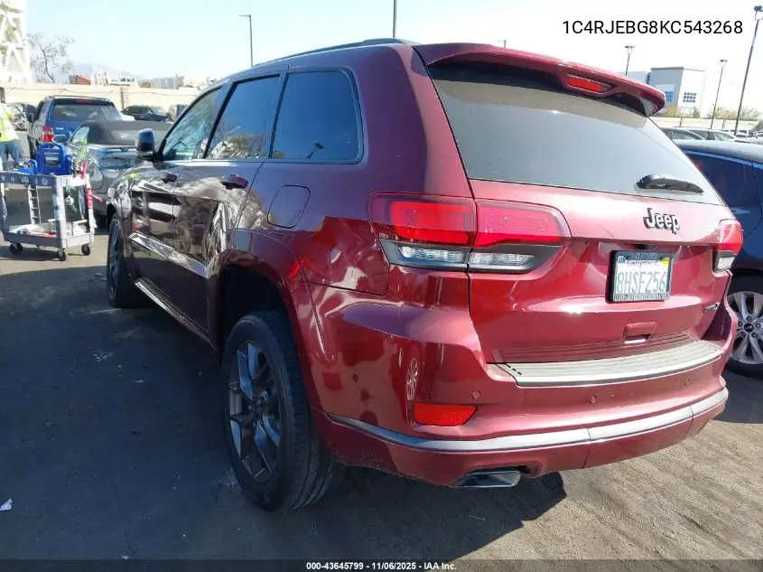 1C4RJEBG8KC543268 2019 Jeep Grand Cherokee Limited X 4X2