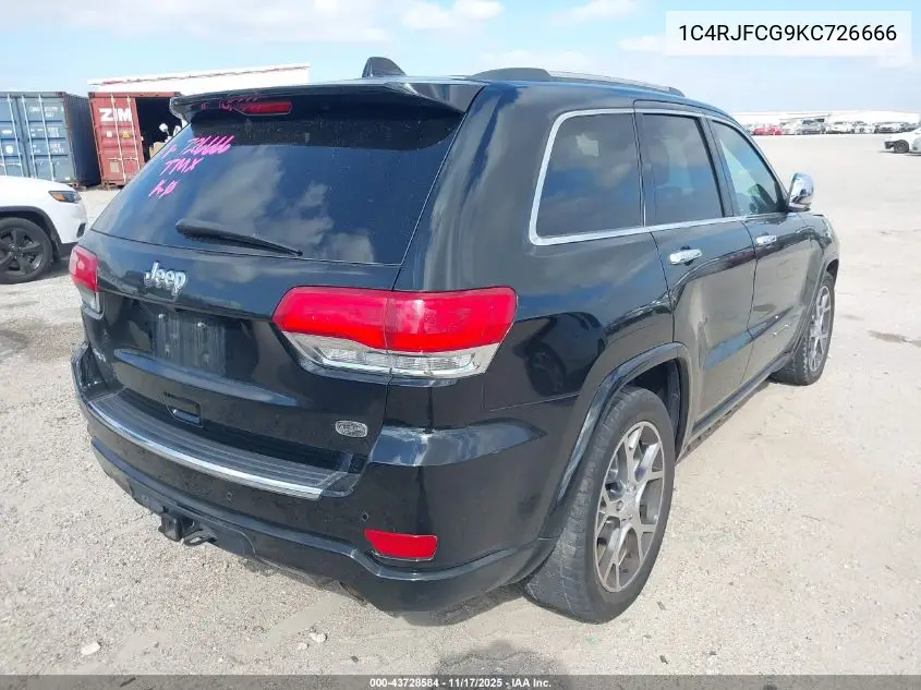 1C4RJFCG9KC726666 2019 Jeep Grand Cherokee Overland 4X4