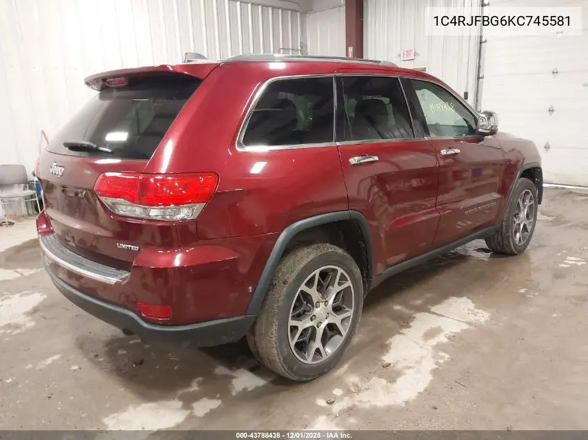 1C4RJFBG6KC745581 2019 Jeep Grand Cherokee Limited