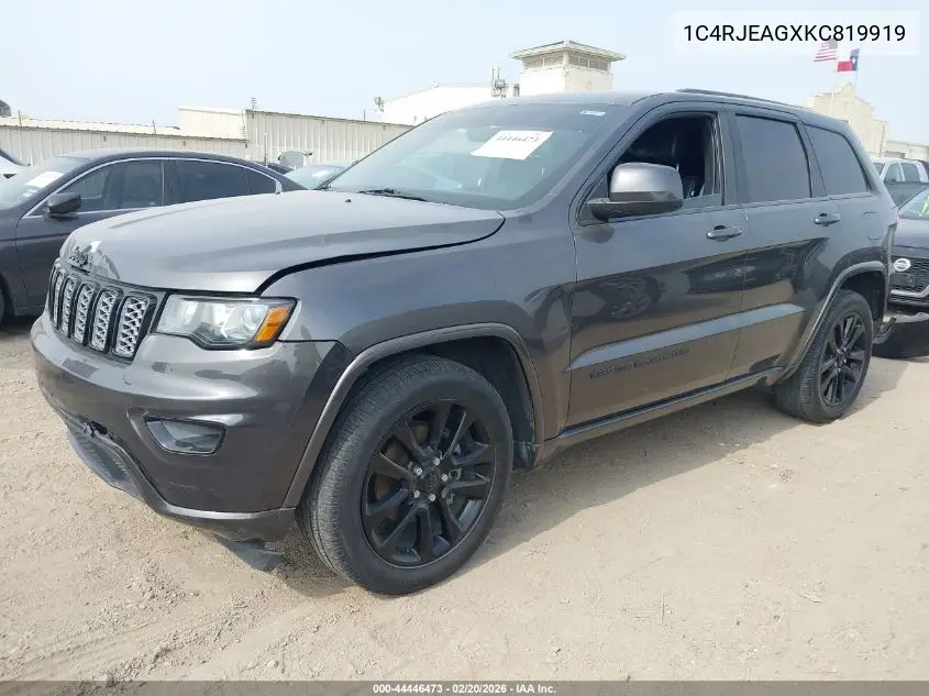 1C4RJEAGXKC819919 2019 Jeep Grand Cherokee Altitude 4X2