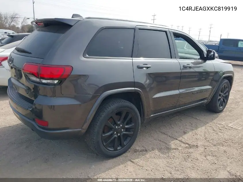 1C4RJEAGXKC819919 2019 Jeep Grand Cherokee Altitude 4X2