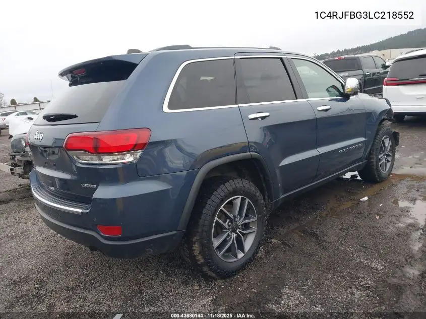 1C4RJFBG3LC218552 2020 Jeep Grand Cherokee Limited 4X4