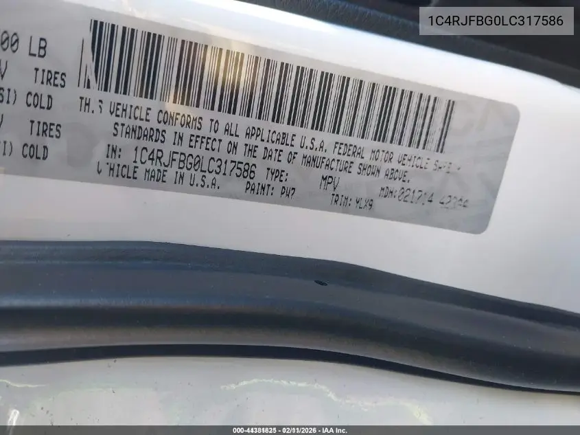 1C4RJFBG0LC317586 2020 Jeep Grand Cherokee Limited X 4X4
