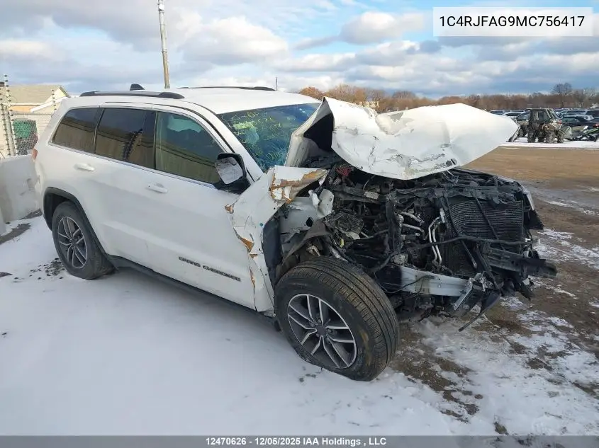 1C4RJFAG9MC756417 2021 Jeep Grand Cherokee Laredo