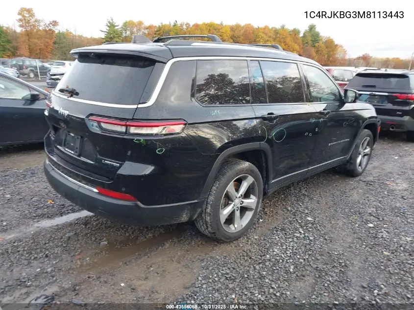 1C4RJKBG3M8113443 2021 Jeep Grand Cherokee L Limited 4X4