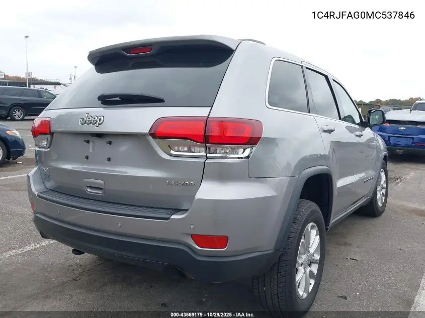1C4RJFAG0MC537846 2021 Jeep Grand Cherokee Laredo E 4X4