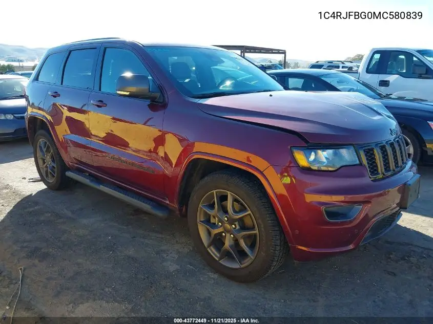 1C4RJFBG0MC580839 2021 Jeep Grand Cherokee 80Th Anniversary 4X4