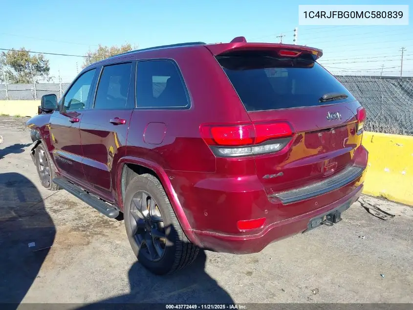 1C4RJFBG0MC580839 2021 Jeep Grand Cherokee 80Th Anniversary 4X4