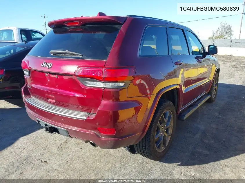 1C4RJFBG0MC580839 2021 Jeep Grand Cherokee 80Th Anniversary 4X4