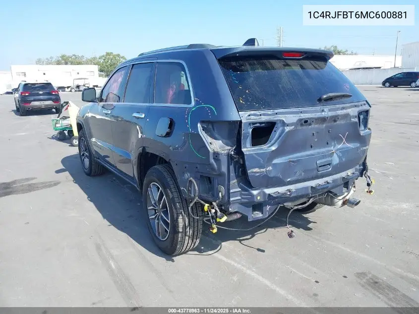 1C4RJFBT6MC600881 2021 Jeep Grand Cherokee Limited 4X4