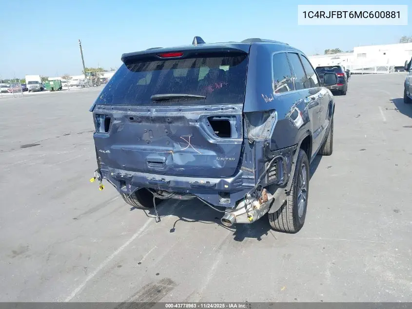 1C4RJFBT6MC600881 2021 Jeep Grand Cherokee Limited 4X4