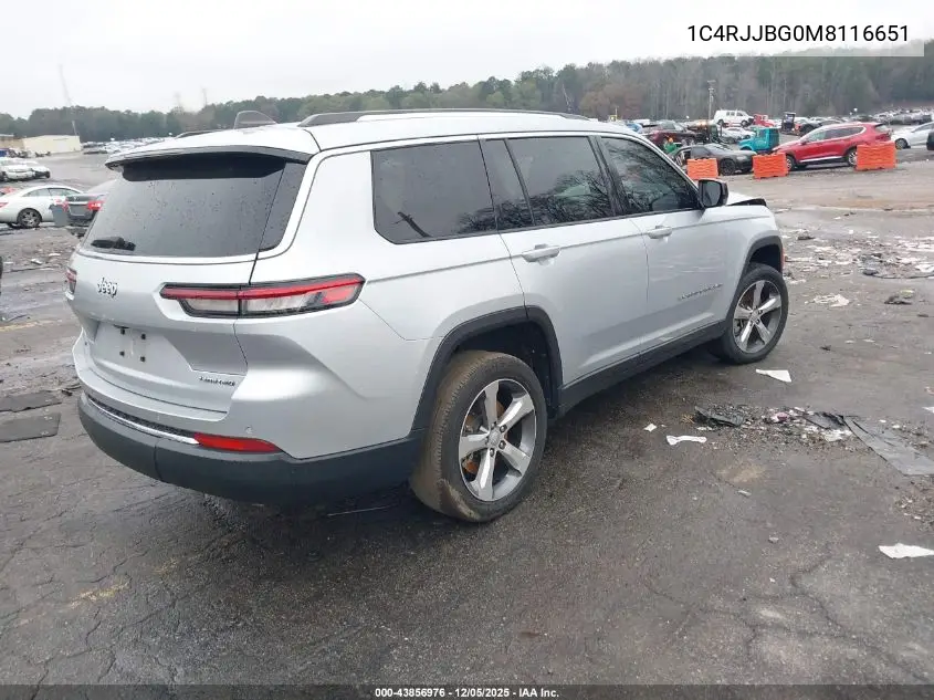 1C4RJJBG0M8116651 2021 Jeep Grand Cherokee L Limited 4X2