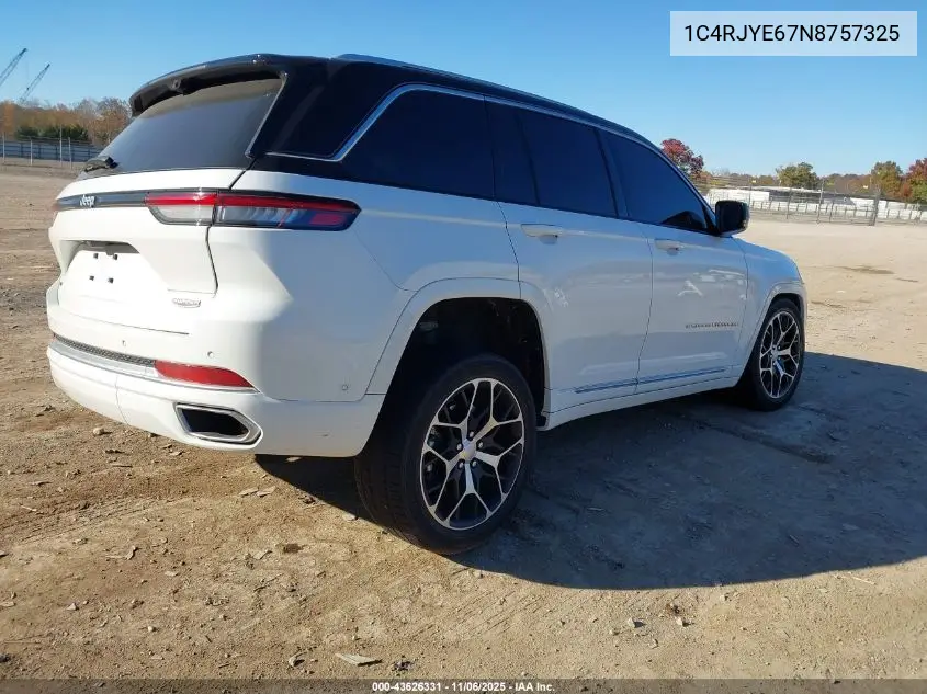 1C4RJYE67N8757325 2022 Jeep Grand Cherokee 4Xe Summit Reserve 4X4