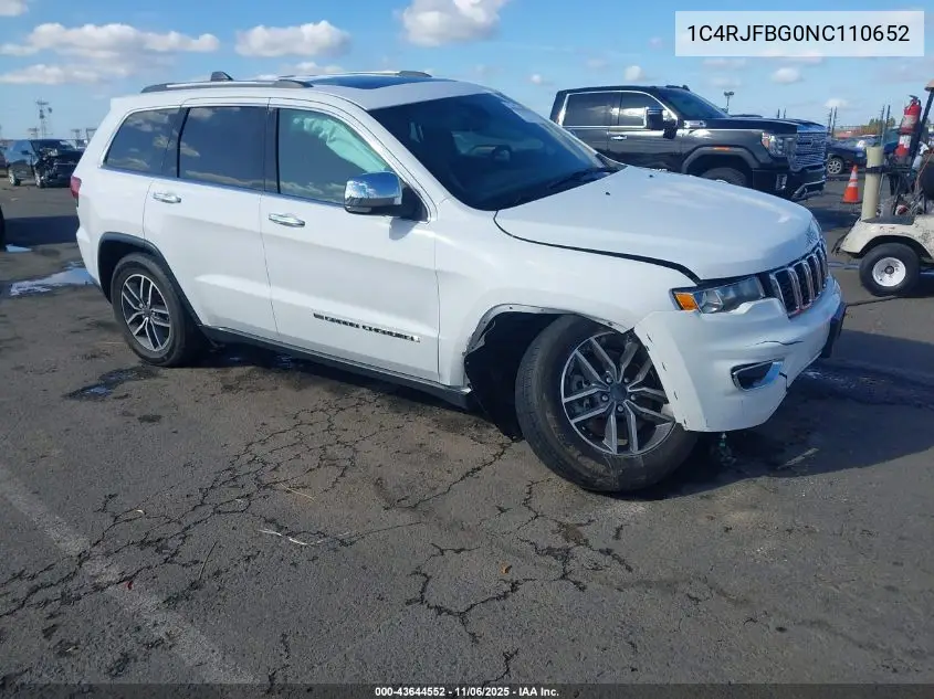 1C4RJFBG0NC110652 2022 Jeep Grand Cherokee Wk Limited