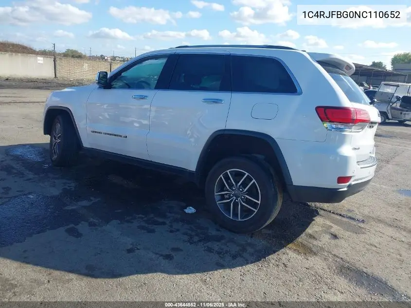 1C4RJFBG0NC110652 2022 Jeep Grand Cherokee Wk Limited