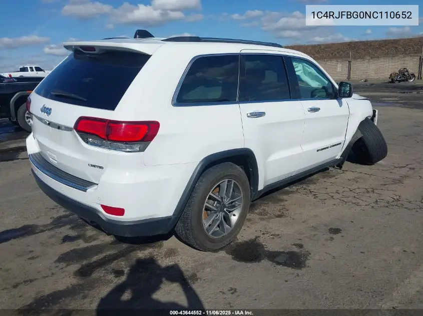 1C4RJFBG0NC110652 2022 Jeep Grand Cherokee Wk Limited
