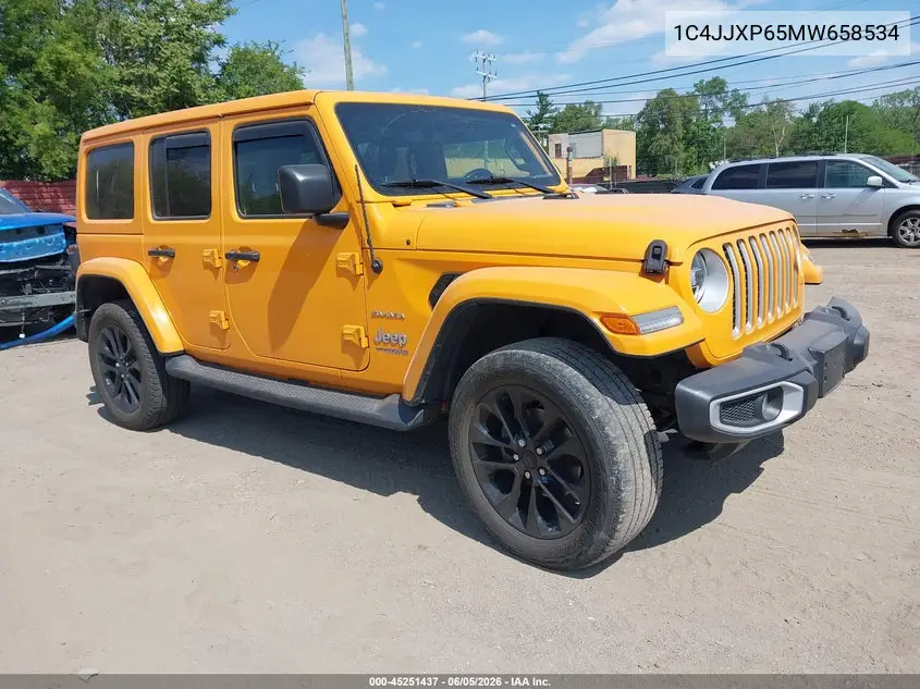 2021 Jeep Wrangler 4Xe Unlimited Sahara 4X4 VIN: 1C4JJXP65MW658534 Lot: 45251437