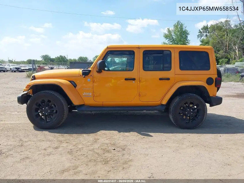 2021 Jeep Wrangler 4Xe Unlimited Sahara 4X4 VIN: 1C4JJXP65MW658534 Lot: 45251437
