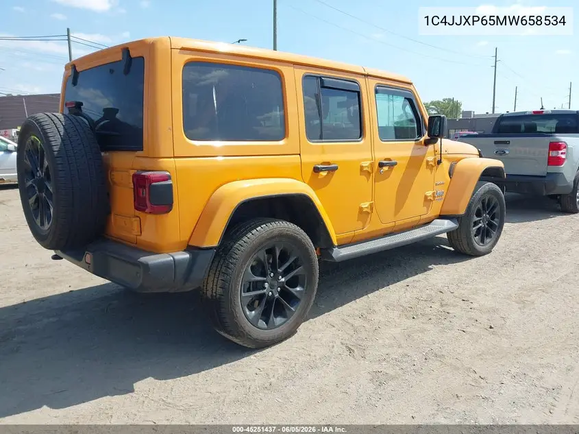 2021 Jeep Wrangler 4Xe Unlimited Sahara 4X4 VIN: 1C4JJXP65MW658534 Lot: 45251437