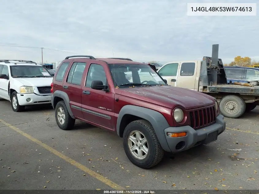 1J4GL48K53W674613 2003 Jeep Liberty Sport