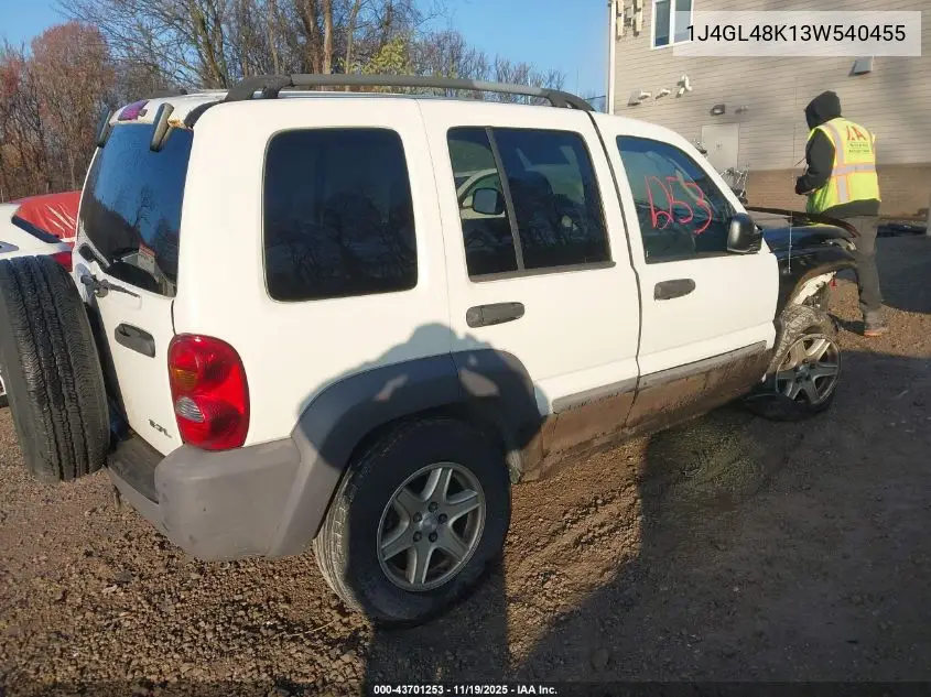 1J4GL48K13W540455 2003 Jeep Liberty Sport