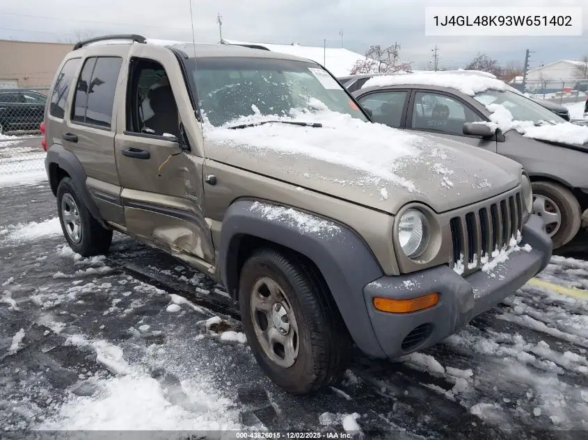 1J4GL48K93W651402 2003 Jeep Liberty Sport