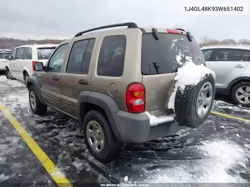 1J4GL48K93W651402 2003 Jeep Liberty Sport