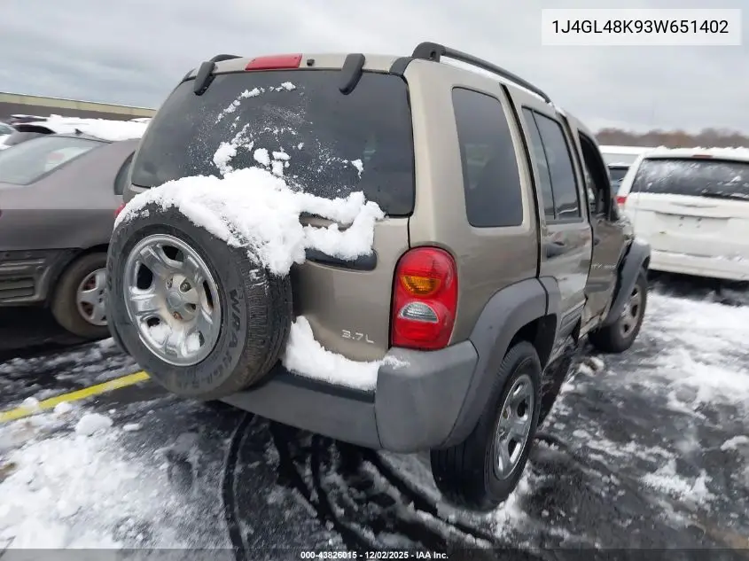 1J4GL48K93W651402 2003 Jeep Liberty Sport