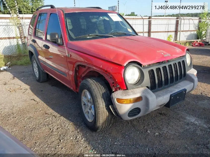 1J4GK48K94W299278 2004 Jeep Liberty Sport