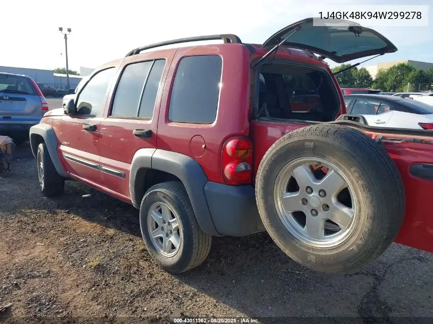 1J4GK48K94W299278 2004 Jeep Liberty Sport