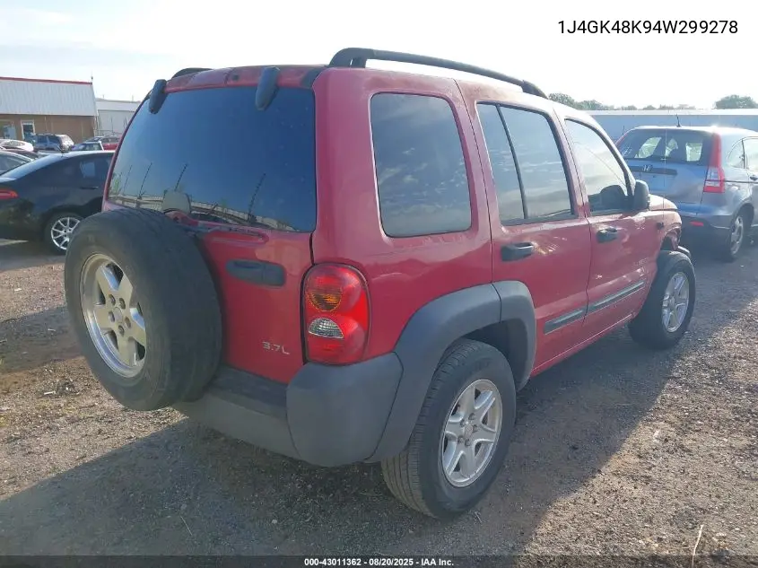 1J4GK48K94W299278 2004 Jeep Liberty Sport