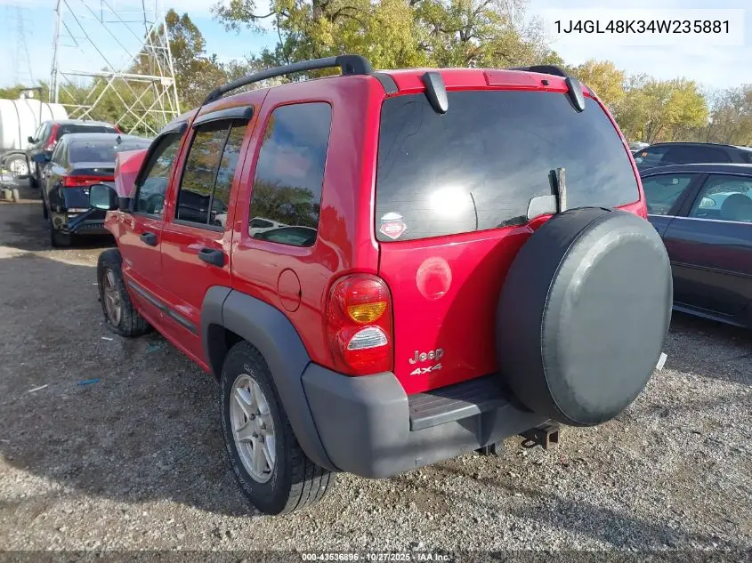 1J4GL48K34W235881 2004 Jeep Liberty Sport