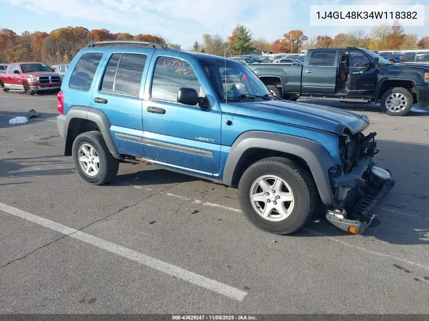 1J4GL48K34W118382 2004 Jeep Liberty Sport