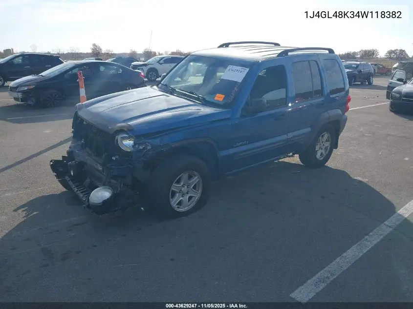 1J4GL48K34W118382 2004 Jeep Liberty Sport