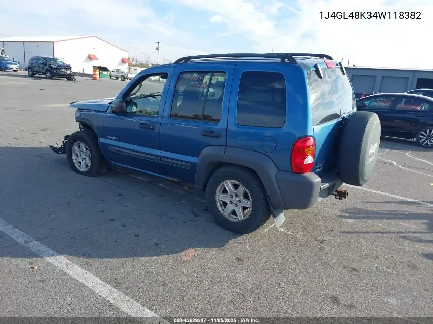 1J4GL48K34W118382 2004 Jeep Liberty Sport