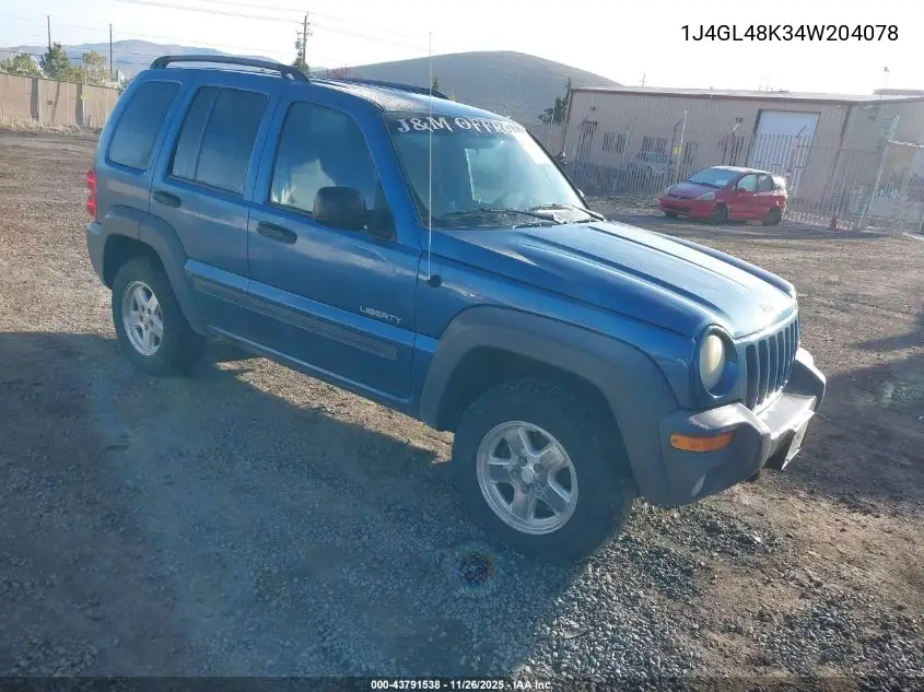 1J4GL48K34W204078 2004 Jeep Liberty Sport