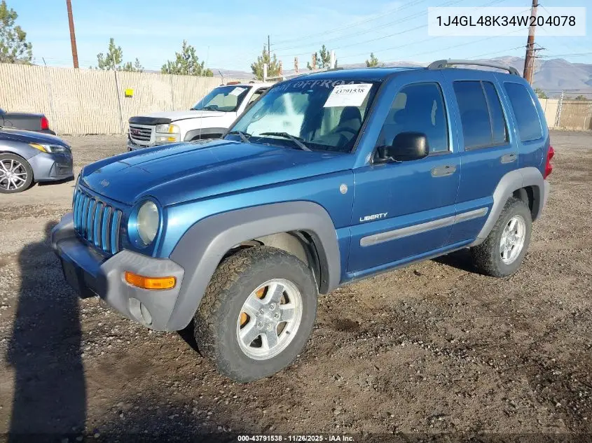 1J4GL48K34W204078 2004 Jeep Liberty Sport