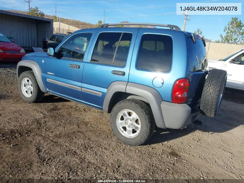 1J4GL48K34W204078 2004 Jeep Liberty Sport