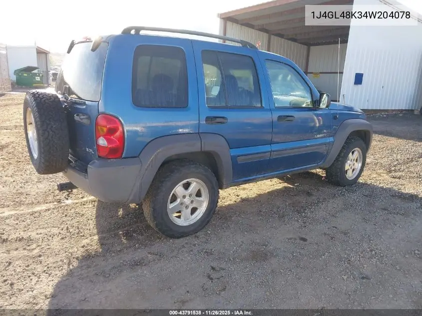 1J4GL48K34W204078 2004 Jeep Liberty Sport