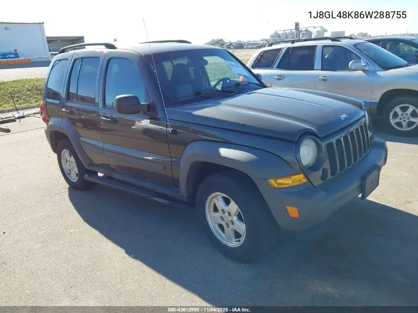 1J8GL48K86W288755 2006 Jeep Liberty Sport