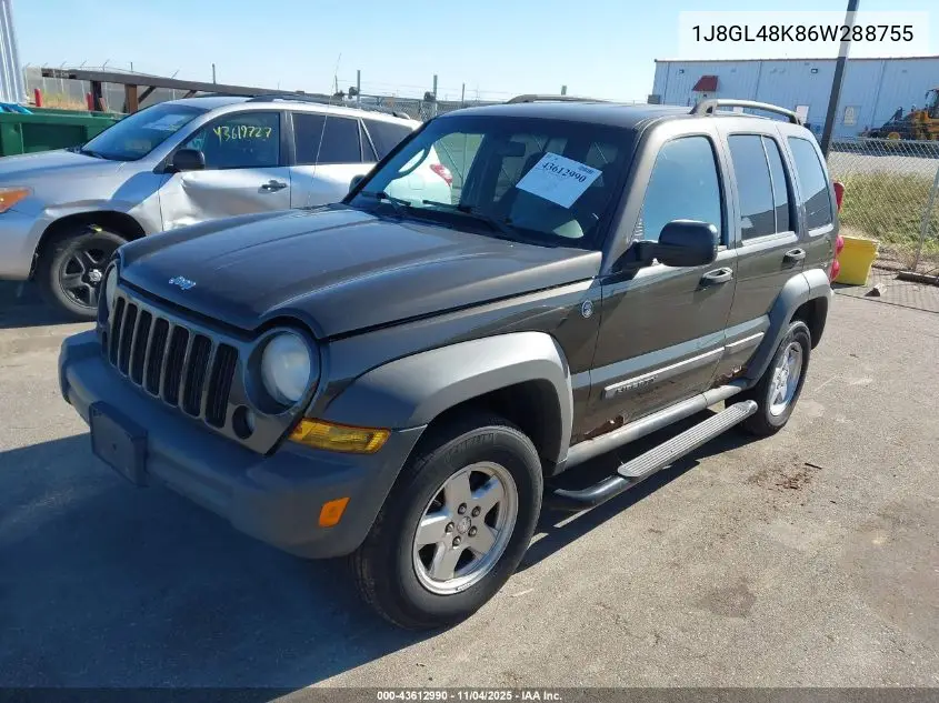 1J8GL48K86W288755 2006 Jeep Liberty Sport
