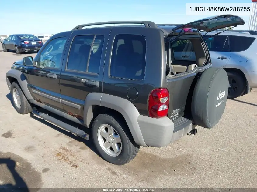 1J8GL48K86W288755 2006 Jeep Liberty Sport