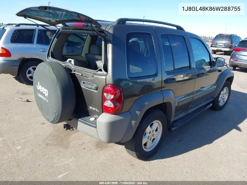 1J8GL48K86W288755 2006 Jeep Liberty Sport