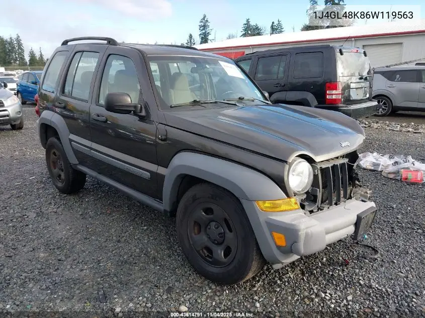 1J4GL48K86W119563 2006 Jeep Liberty Sport